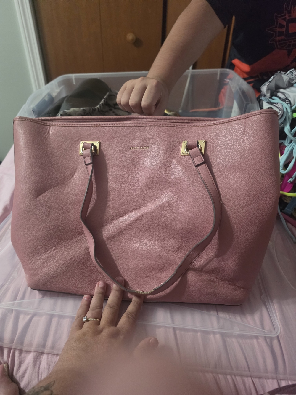 Anne Klein Blush Pink Pebbled Leather Tote